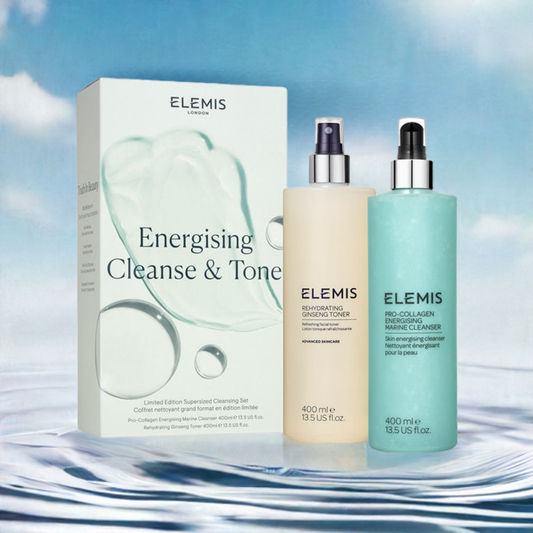 Elemis Energising Cleanse & Tone Duo 400ml Rehydrating Ginseng Toner + 400ml Pro-Collagen Energising Marine Cleanser