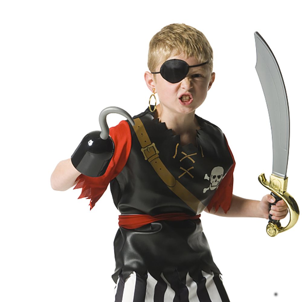 Ensemble d'accessoires de costume de capitaine pirate, chapeau de pirate, crochet, drapeau à main, boussole, télescope, cache-œil, décorations de fête à thème d'Halloween 
