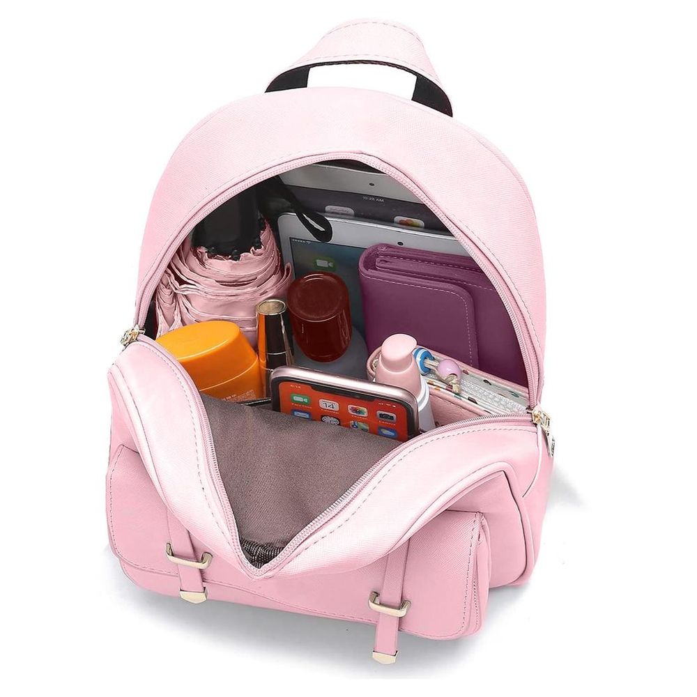Ensemble 3 pièces en cuir PU pour femme Aquarius - sac à bandoulière, pochette et porte-cartes rose
