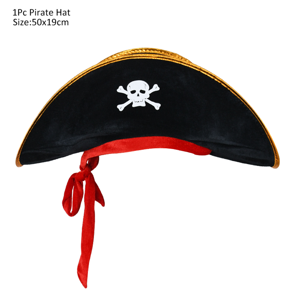Ensemble d'accessoires de costume de capitaine pirate, chapeau de pirate, crochet, drapeau à main, boussole, télescope, cache-œil, décorations de fête à thème d'Halloween 