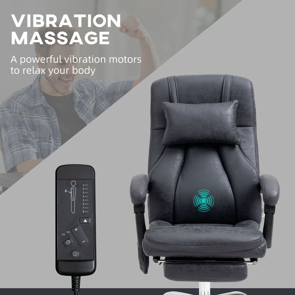 Chaise de bureau de massage à dossier haut Vinsetto avec appui-tête à points de vibration et télécommande