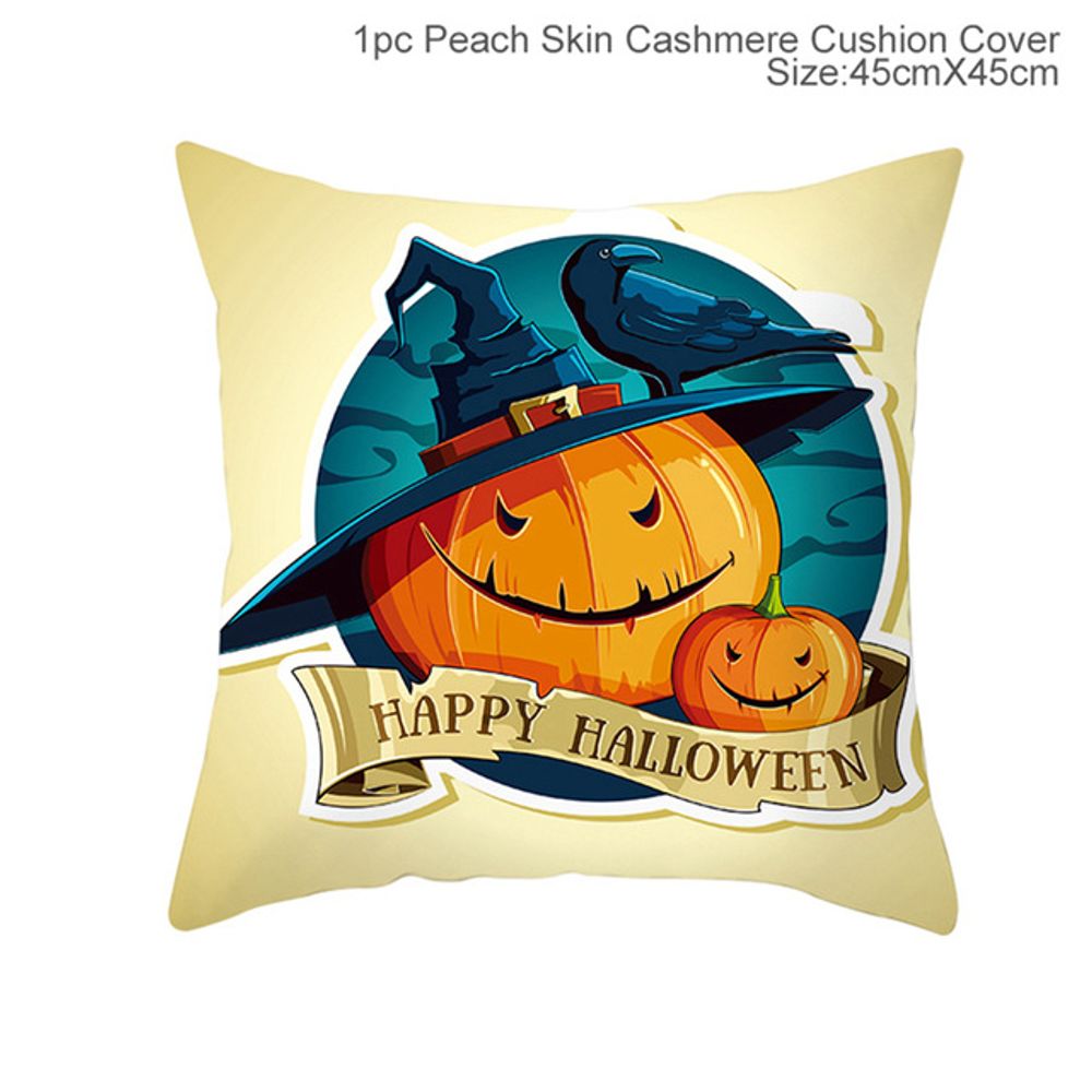 Décoration d'Halloween pour la maison, dessin animé, citrouille, chauve-souris, fantôme, taie d'oreiller, fournitures de fête d'Halloween, accessoires, ornement d'Halloween 