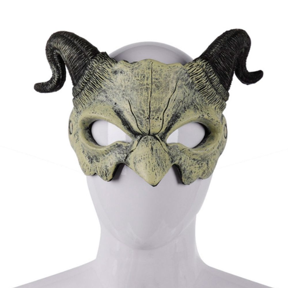 Masque de démon d'Halloween, cornes de diable, demi-masque de fête, cosplay, horreur, monstre, mascarade, effrayant, maison hantée, accessoires, masque en PU, décoration 