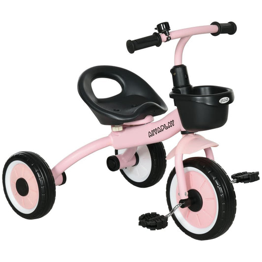 Tricycle pour enfants, tricycle avec siège réglable, panier, cloche pour les 2 à 5 ans, rose