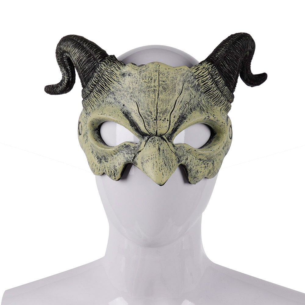 Masque de démon d'Halloween, cornes de diable, demi-masque de fête, cosplay, horreur, monstre, mascarade, effrayant, maison hantée, accessoires, masque en PU, décoration 
