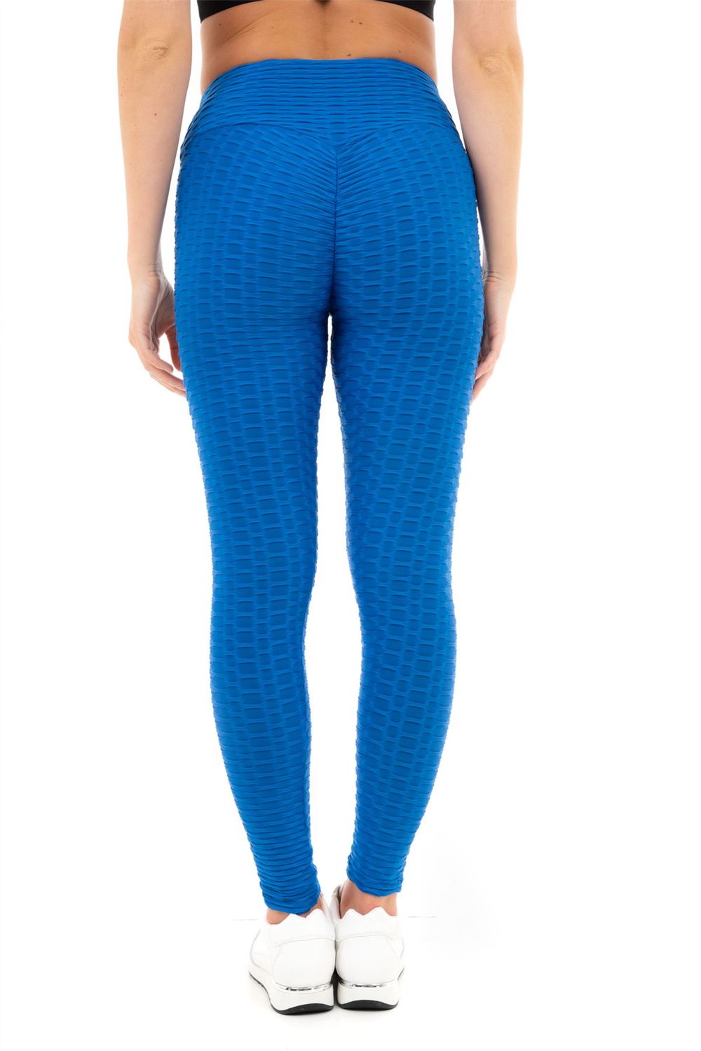 LEGGINGS SANS COUTURE EN NID D'ABEILLE SOLIDE XL BLEU COBALT