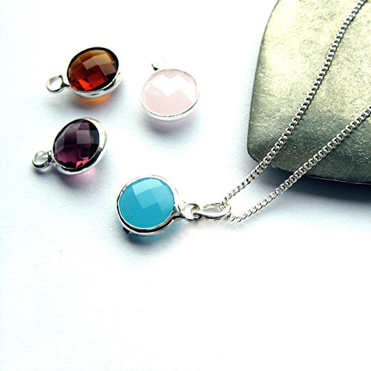 Personalised Birthstone Charm Sterling Silver Necklace