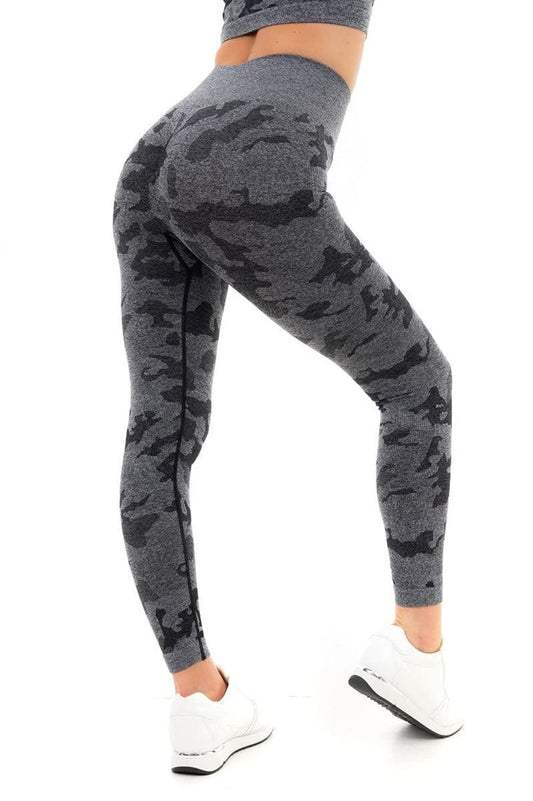 LEGGINGS SANS COUTURE CAMOUFLAGE NOIR L