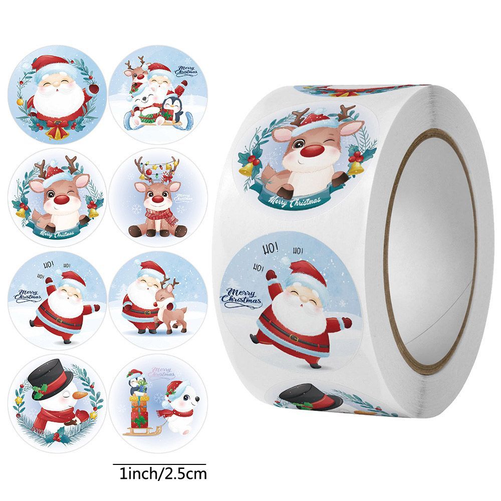 Rolled Christmas Sticker for Christmas Gift Sealing Sticker Cowhide Adhesive Label Christmas Holiday Happy Decoration Label