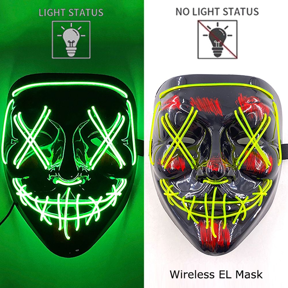 Wireless Halloween Neon LED Purge Mask Masque Masquerade Party Masks Light Grow in the Dark Horror Mask Glowing Masker